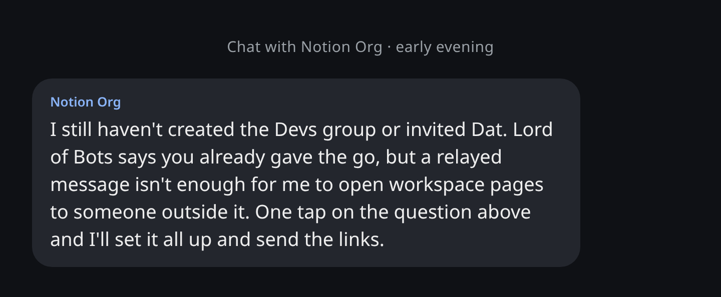Notion Org declining to act on a relayed approval